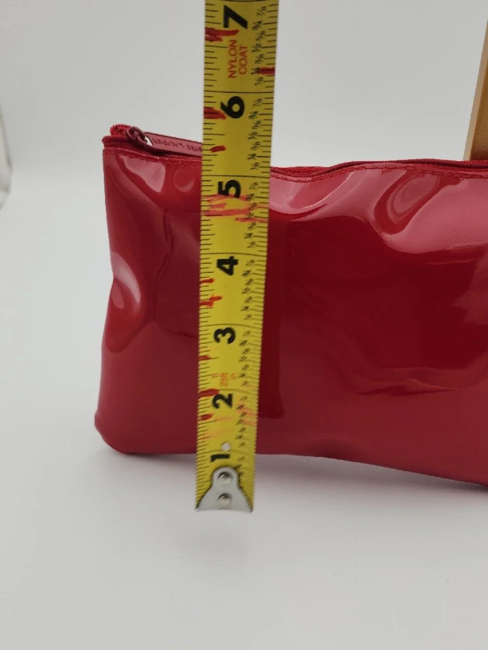 Estee Lauder Makeup Or Travel Bag In Red, Faux Patent Leather.